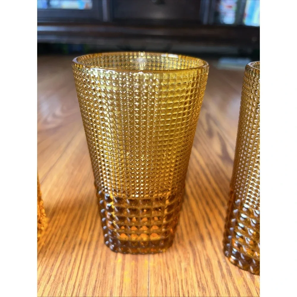 Set Of 4 Fortessa MALCOLM Amber Iced Beverage Cocktail Glass 15oz.